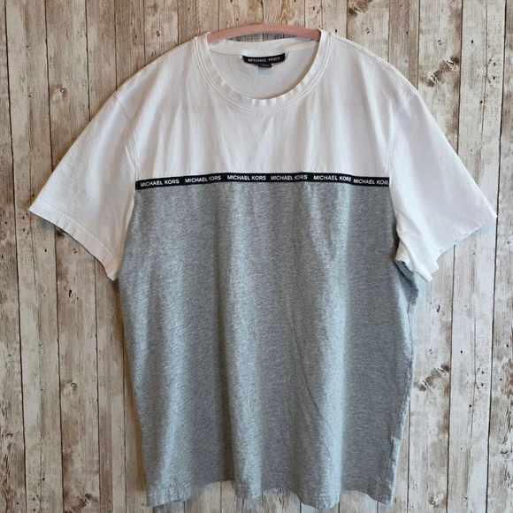 Men's Michael Kors T-shirt Size L White and Gray - Picture 1 of 7